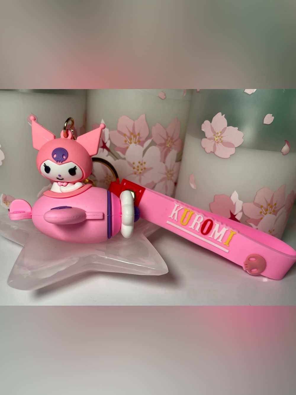 Sanrio Kuromi Pink Strap Keychain Charm